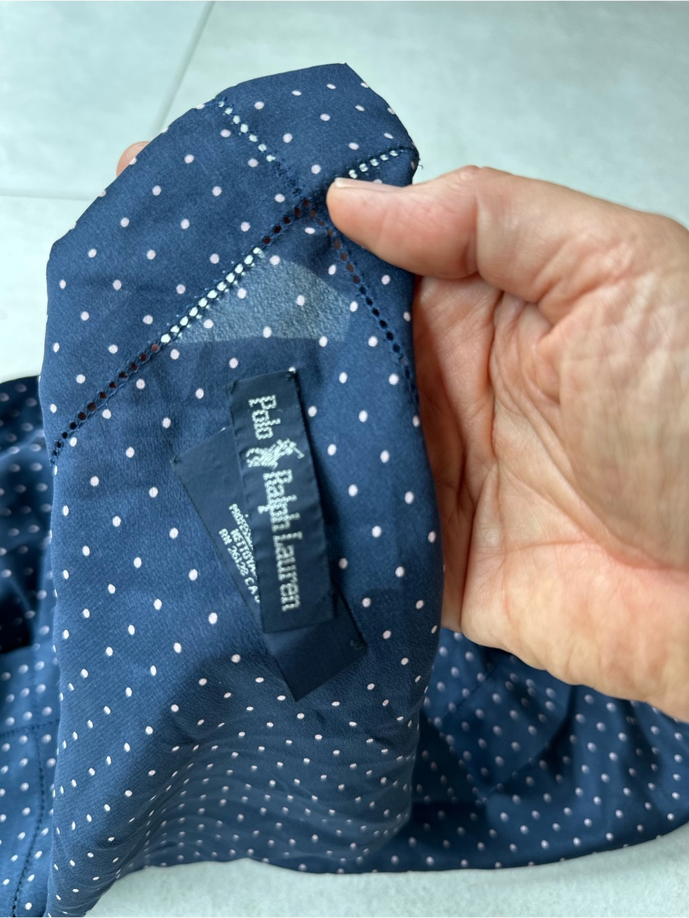 Ralph Lauren Navy with White Polka Dot scarf silk